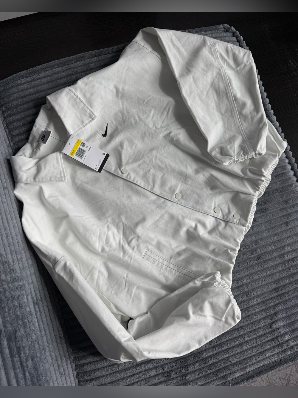 NEW Nike Women's White Swoosh-Embroidered Jacket Size S